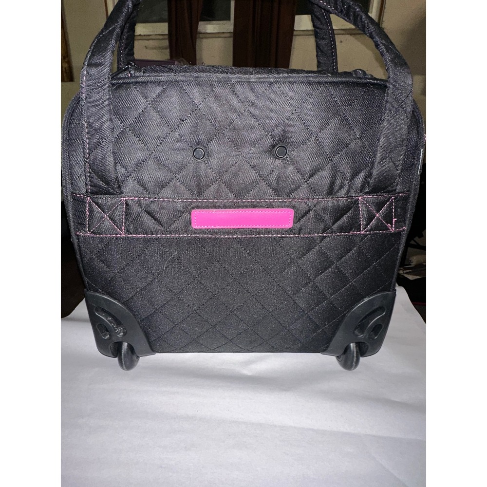 Delsey Quilted Rolling Carry On Bag Black Pink Legacy Travel Luggage